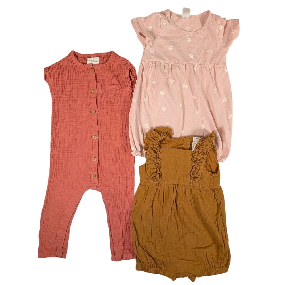 HM Little Planet Carters Baby Girl 18M Muslin Romper Bundle Lot 3 Organic
Cotton